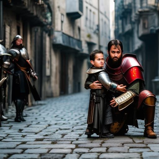 Paladin's Embrace: A Tragic Scene in Dark Fantasy