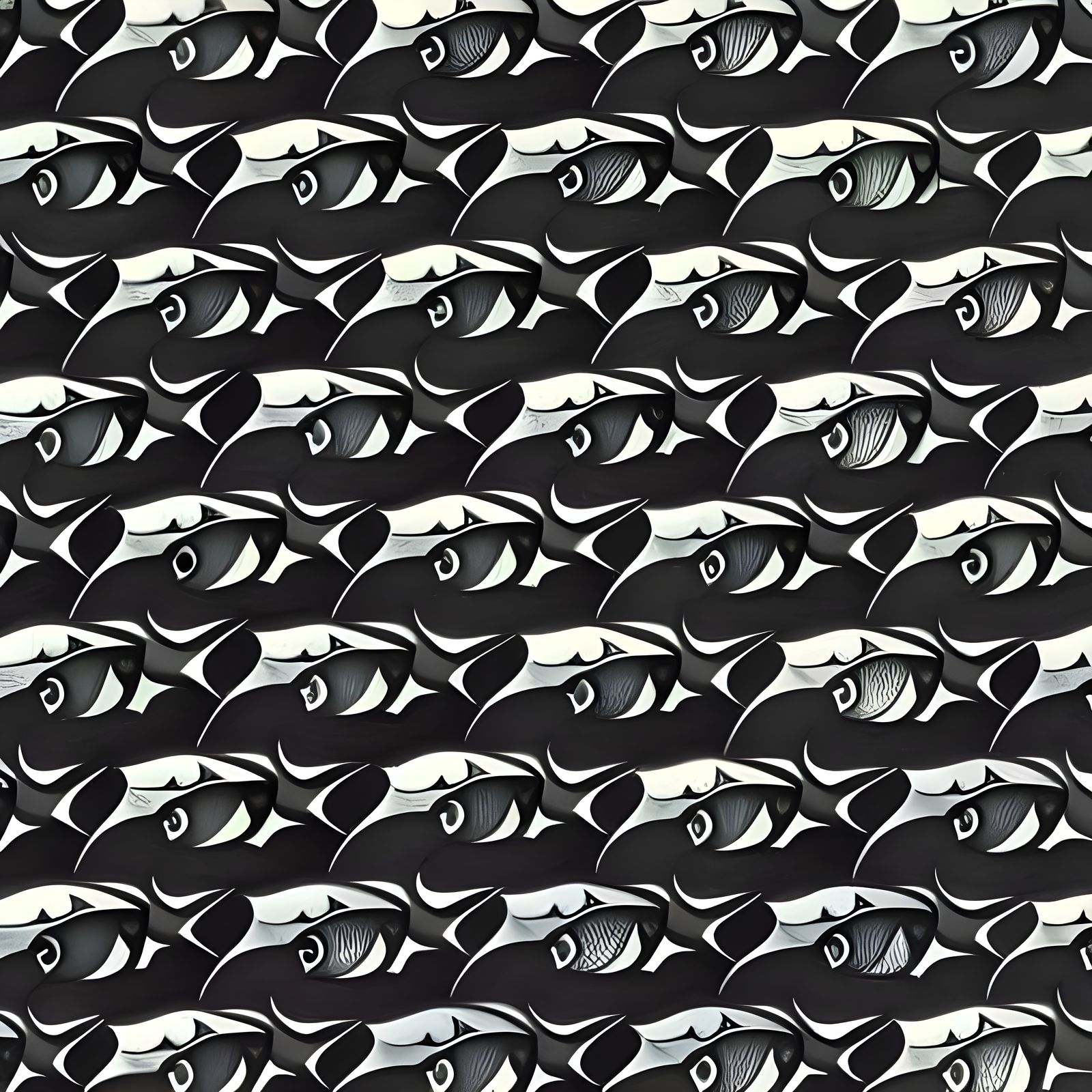 Escher-Style Fish Tessellation Matte Painting