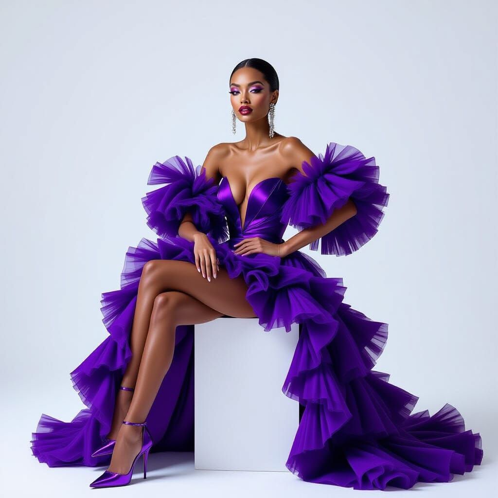 Electric Purple Couture Dress in Fashion Studio