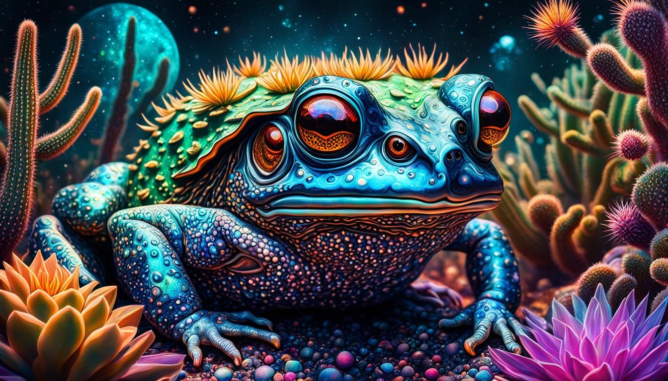 Psychedelic Cactus Toad with Marble Eyes