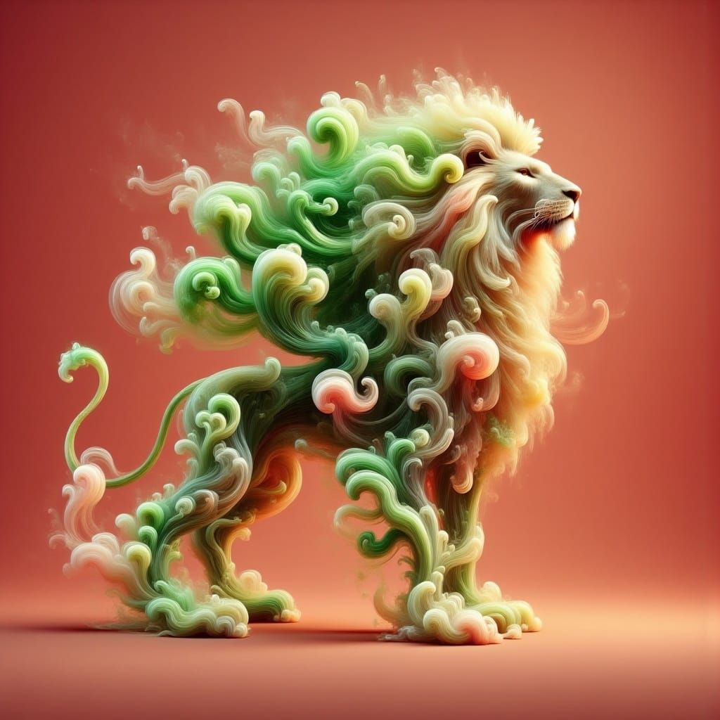 Broccoli Lion: A Surreal 3D Rendered Creation