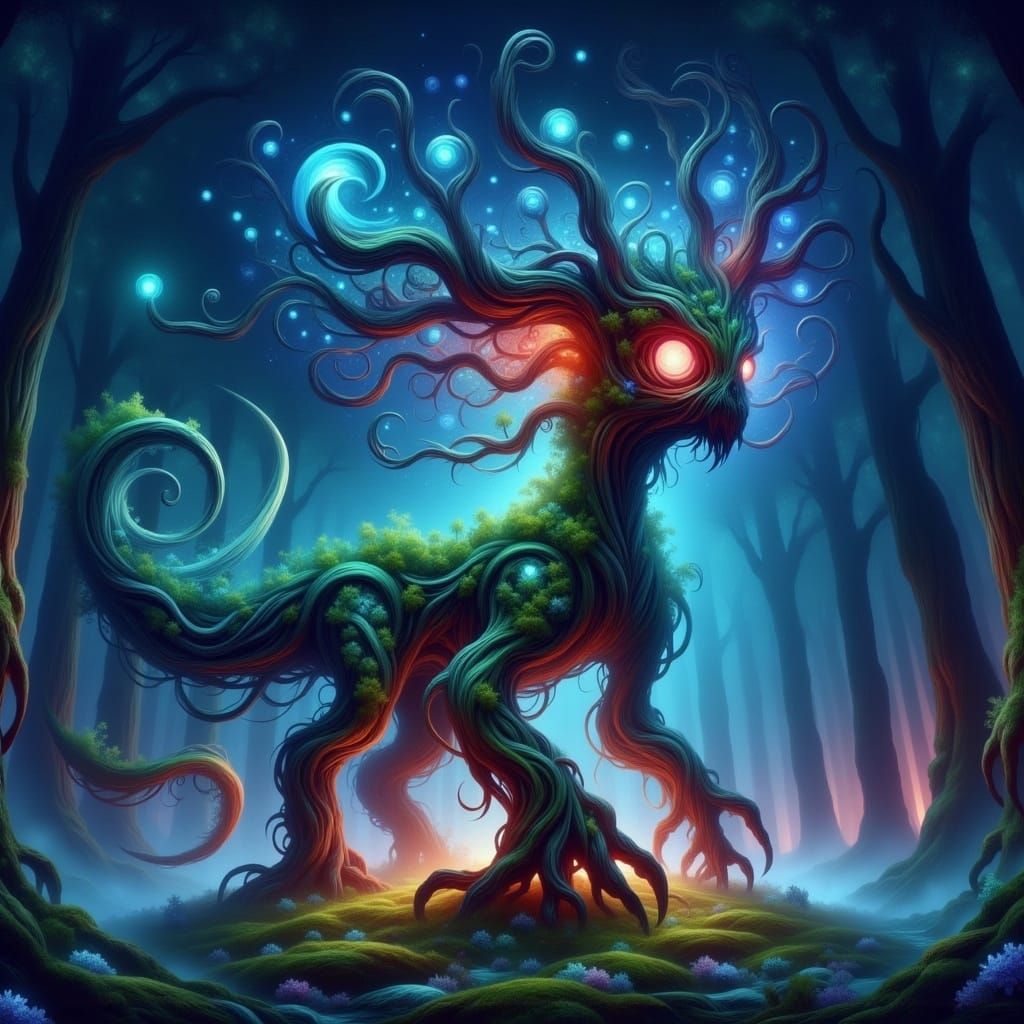 Chibi Dragon on Bioluminescent Mushroom