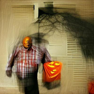 Man's Halloween Transformation: A Surreal Depiction