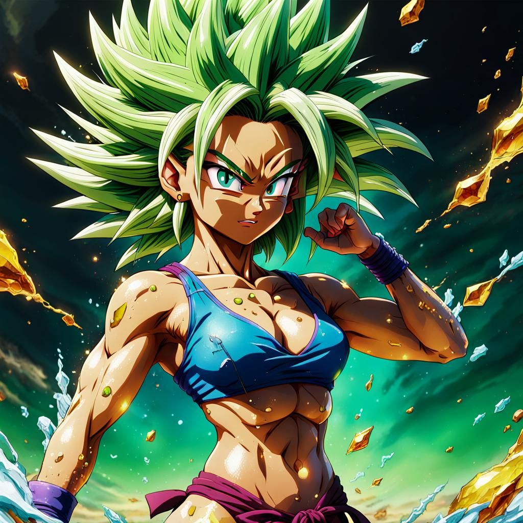 Kefla in Bikini: Hyperrealistic Anime Key Visual