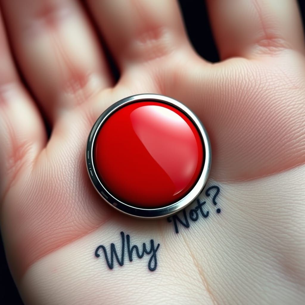 Cybernetic Button Adorned Hand with Tattoo