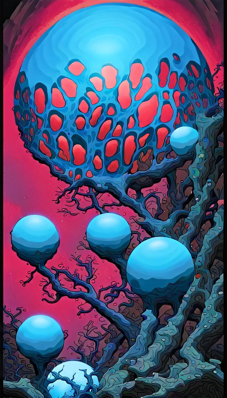 Electric Bioluminescent Organisms in 3D Maximalist Spheres