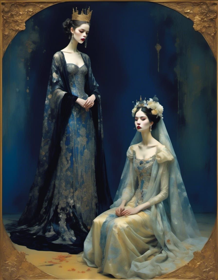 Fairytale Figures Dissolving in Pre-Raphaelite Style