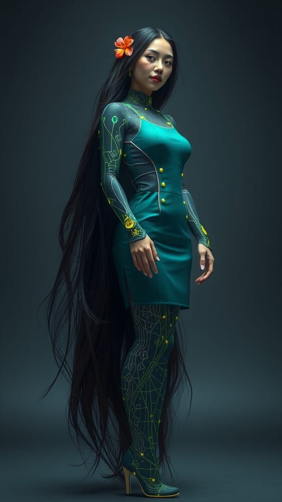 Ethereal Futuristic Gynoid Reveals Harmony of Nature and Tec...