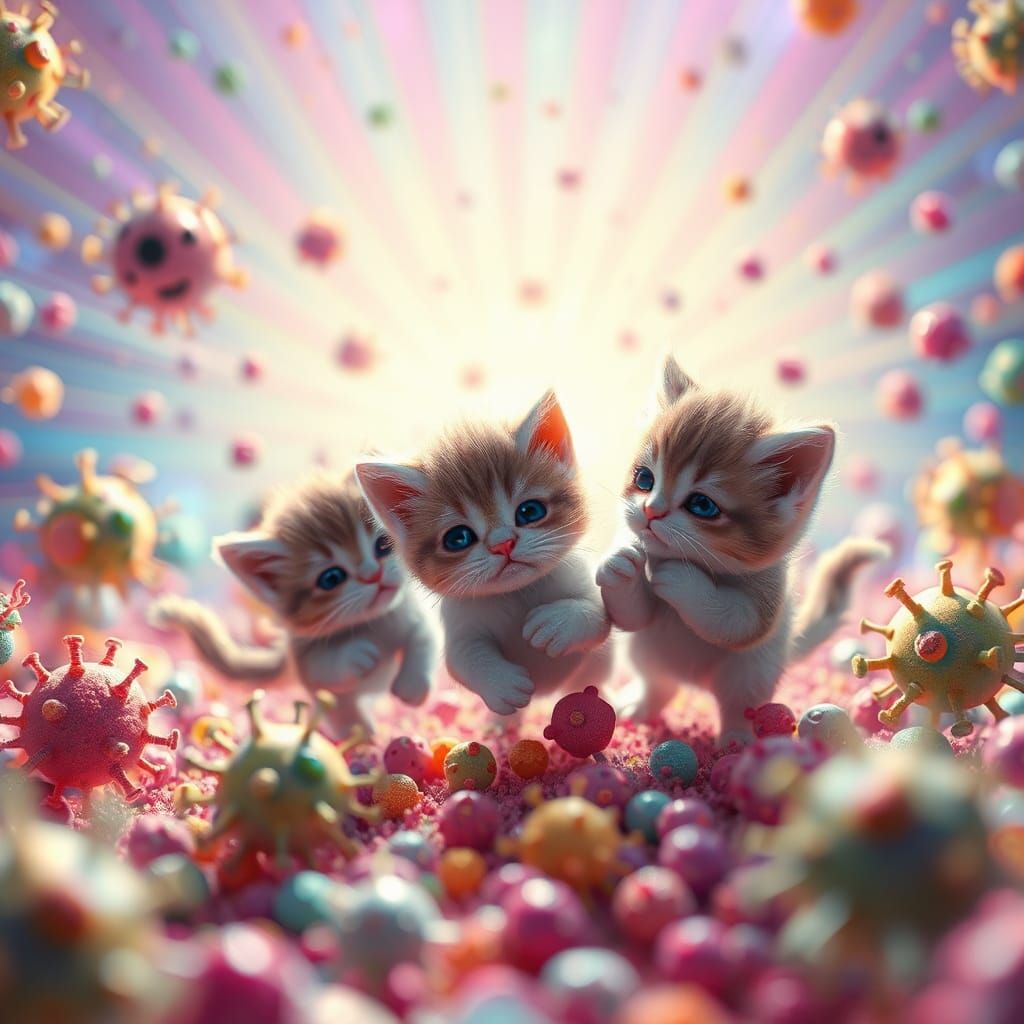 Kittens Frolic in a Microbial Pixar Dreamscape