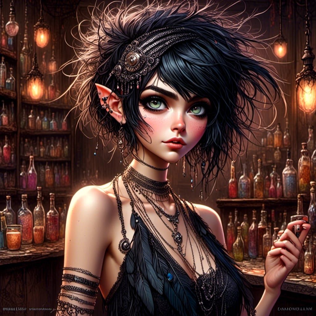 Roaring 20s Flapper in Speakeasy, Detailed Digital Art