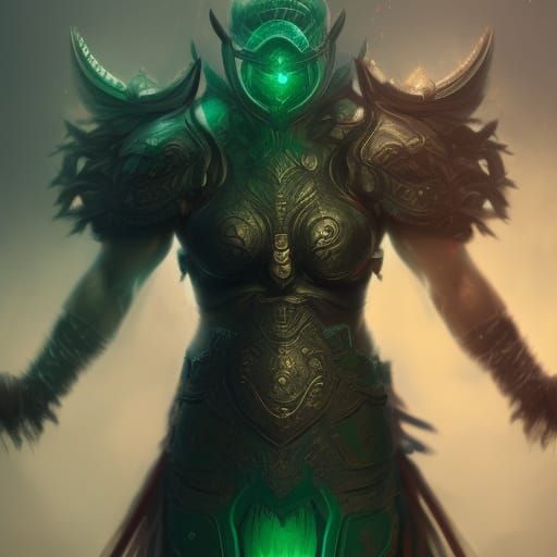 Dark Fantasy Warrior in Emerald Armor