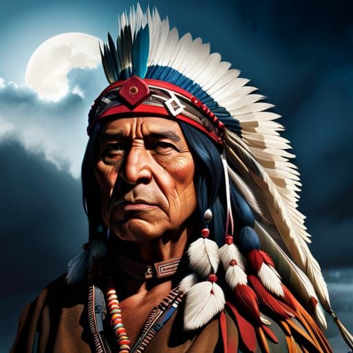 Native American Warrior: Epic Digital Portrait