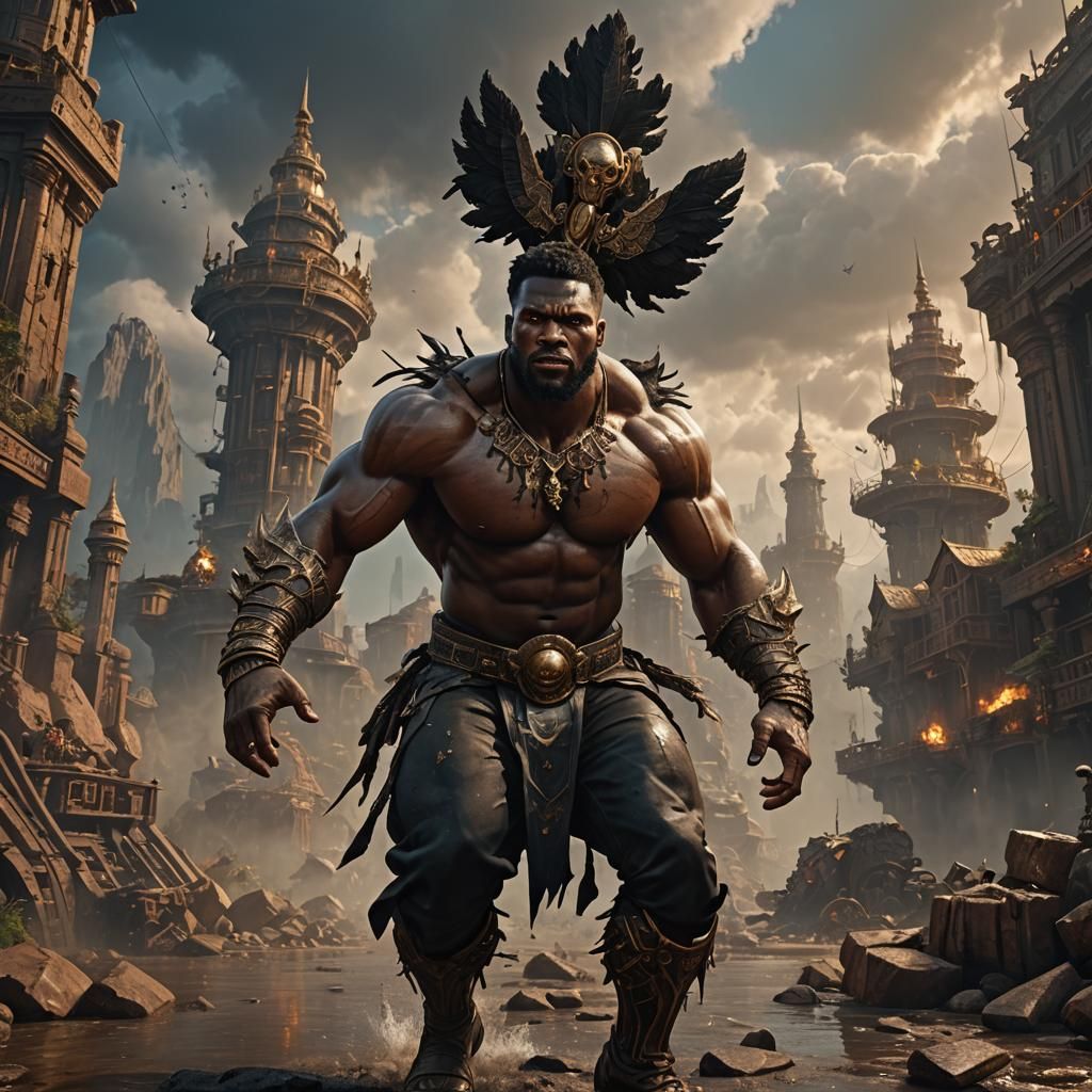 Detailed Matte Painting of a Muscular Man