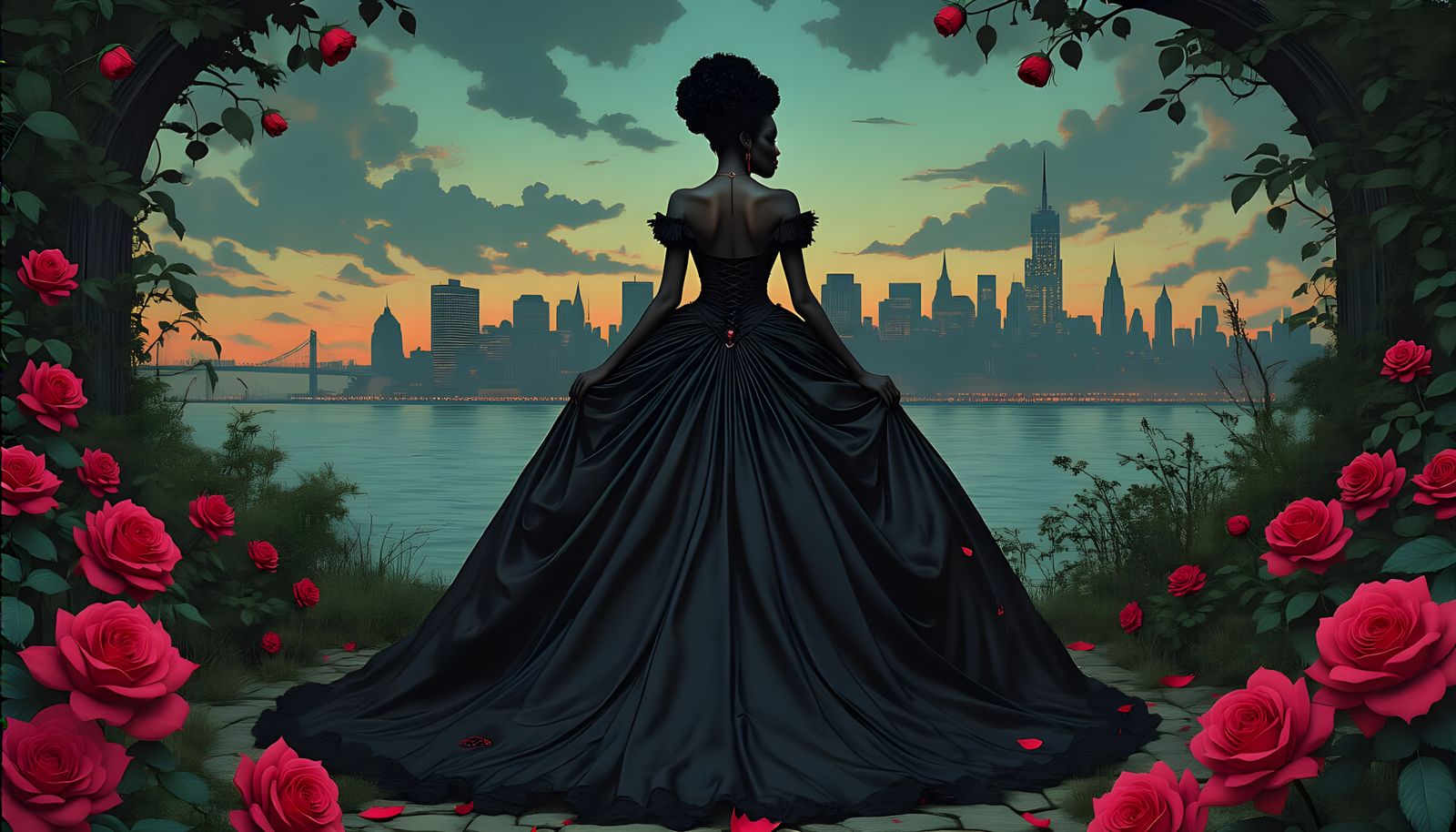 African Vampire in Urban Garden: A Noir Fantasy