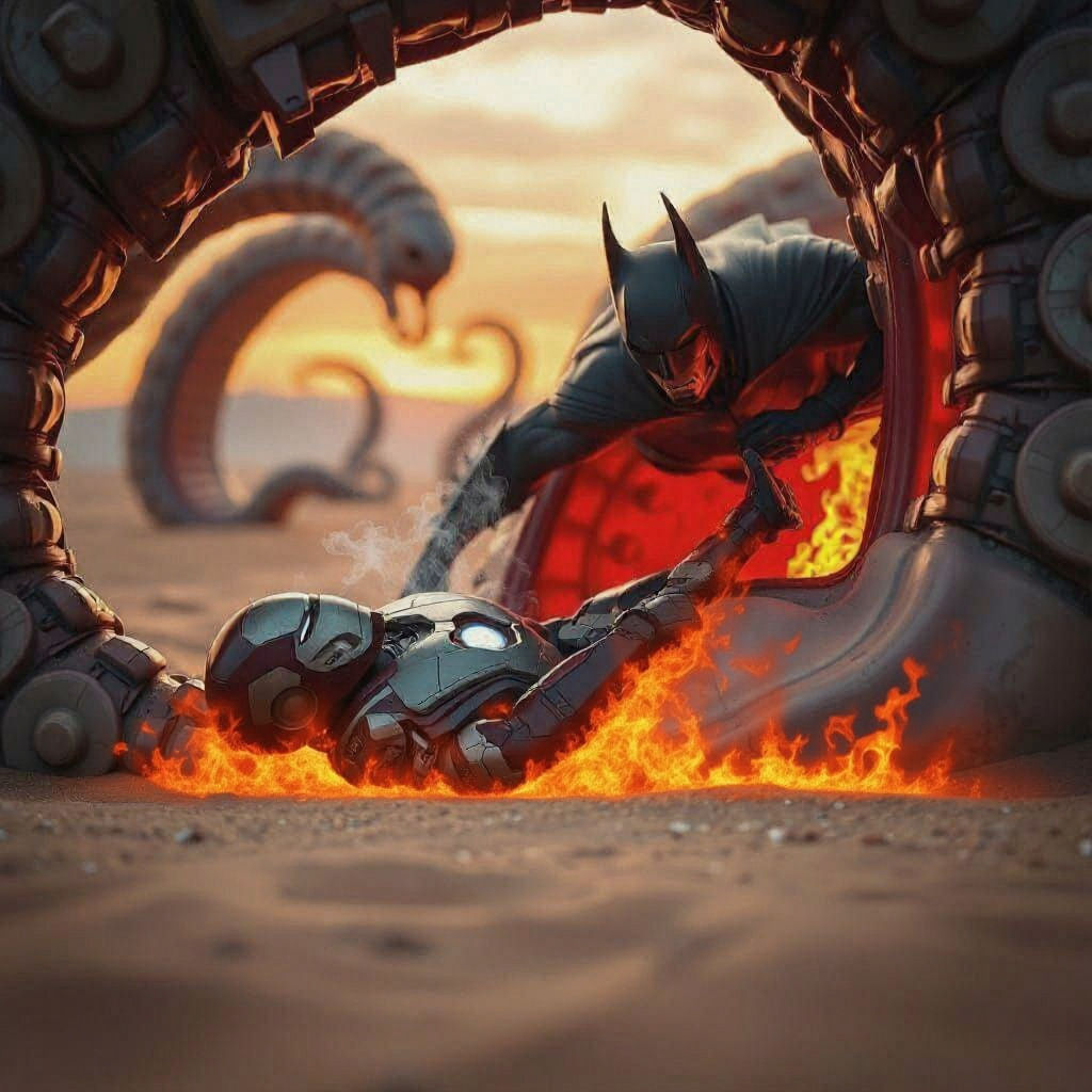 Iron Man's Perilous Struggle with Mechanical Worm