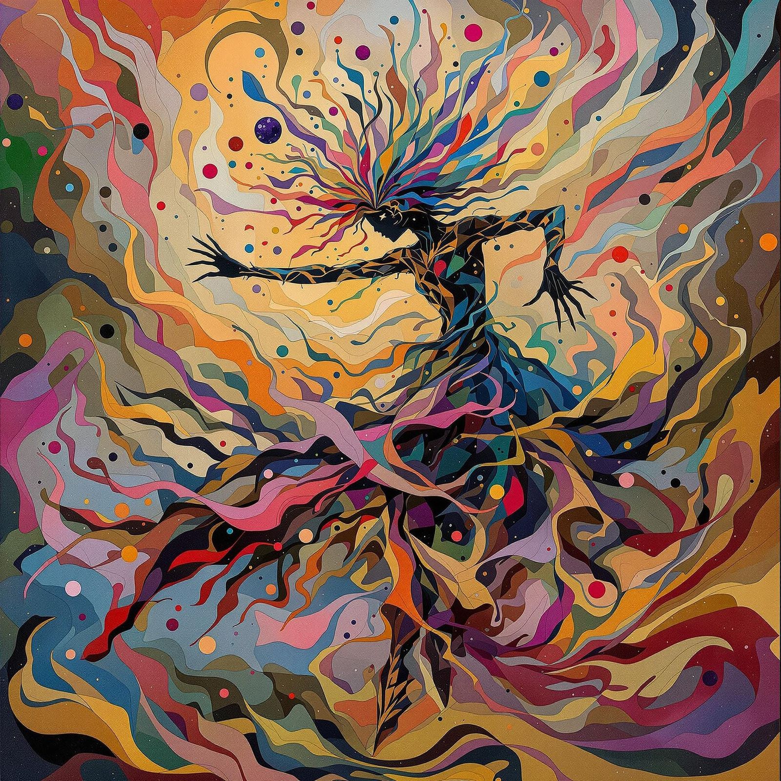 Ethereal Flower Dance: Abstract Tarot Card Art