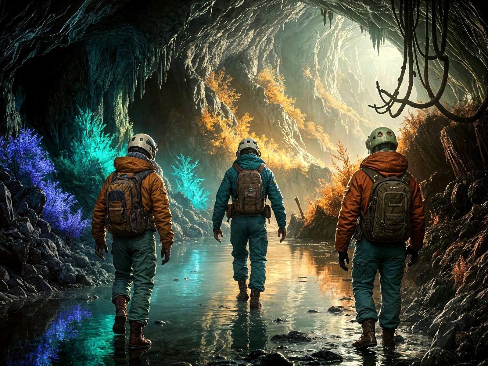 Explorers Discover Hidden Cavern with Glowing Flora