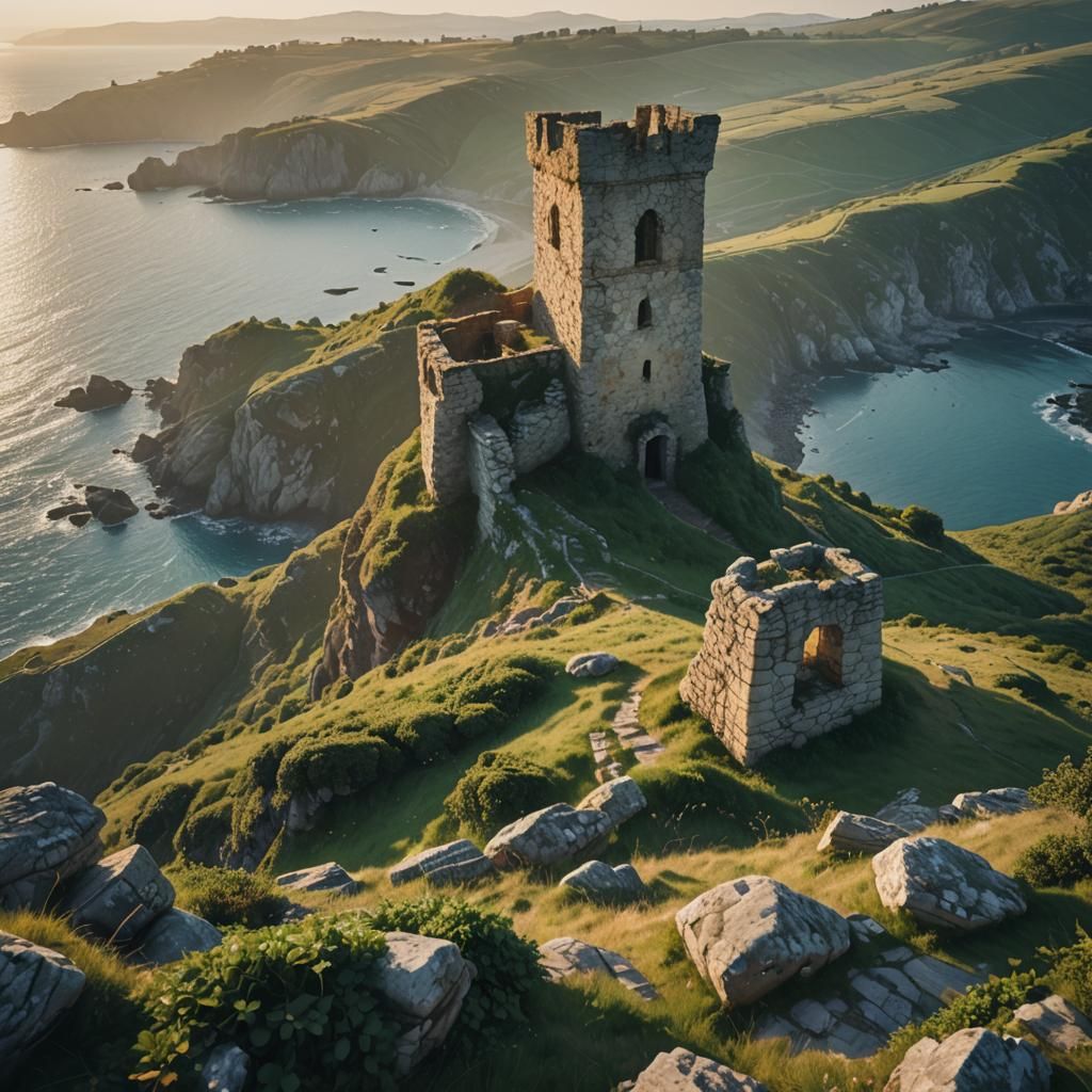 Ruined Tower Overlooking Sea: Award-Winning Photography