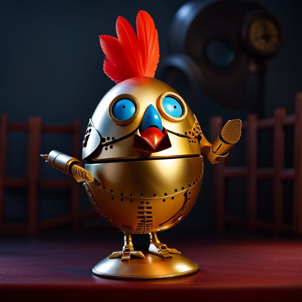 Clockwork Robot Chicken with Golden Egg