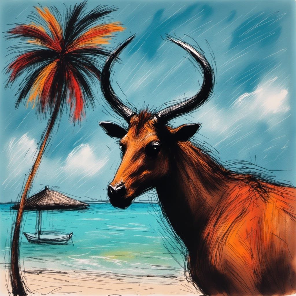 Textured Constructivist Abstract Devil in Paradise