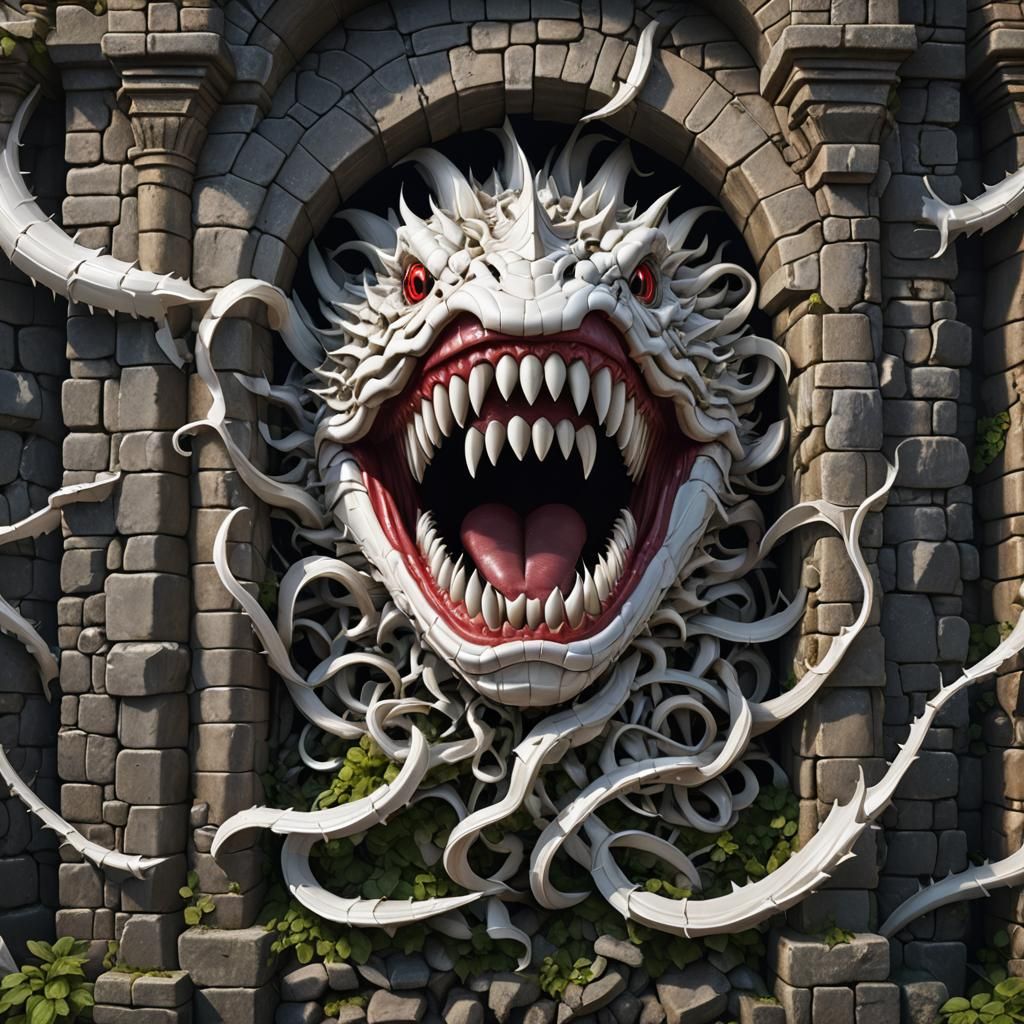 Giant Worm Breaching Castle Wall: Fantasy Concept Art