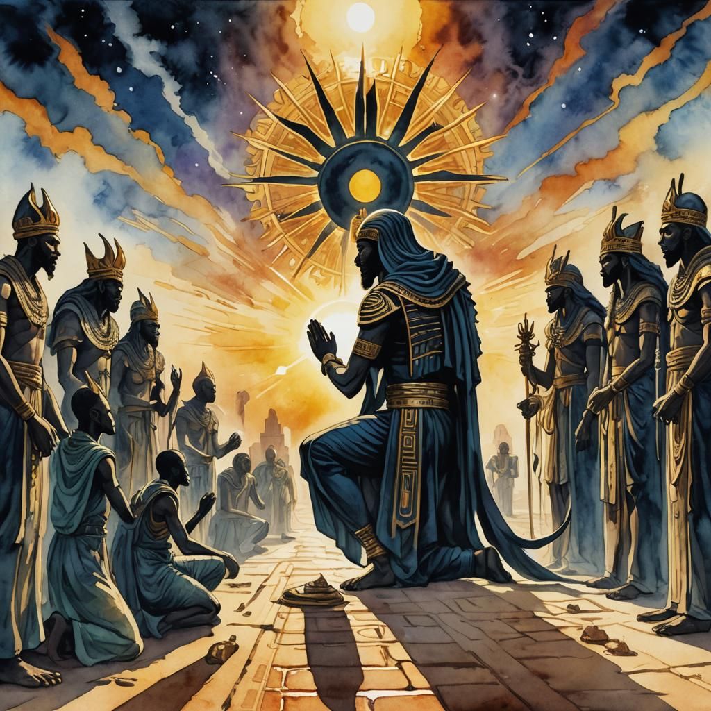 Nyarlathotep Descends: A Stylized Watercolor Art