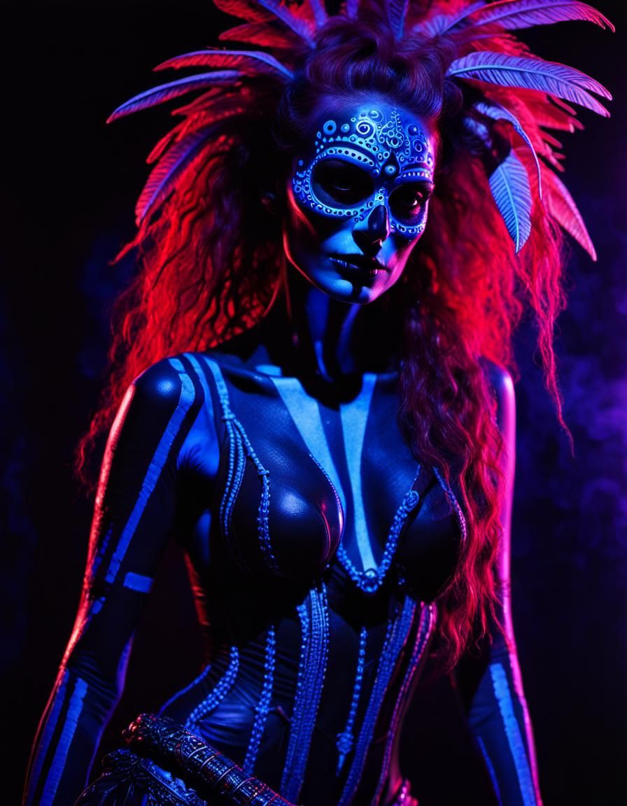 Macabre Pirate Dancer in Psychedelic Art Style