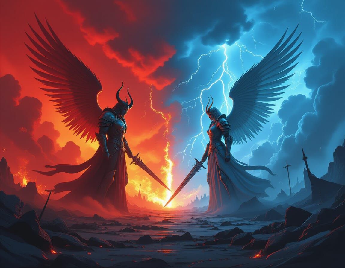 Epic Battle Between Angels and Demons