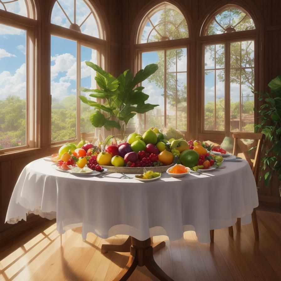 Overflowing Fruit Bowl in Divine Sunshine, Astral Illustrati...