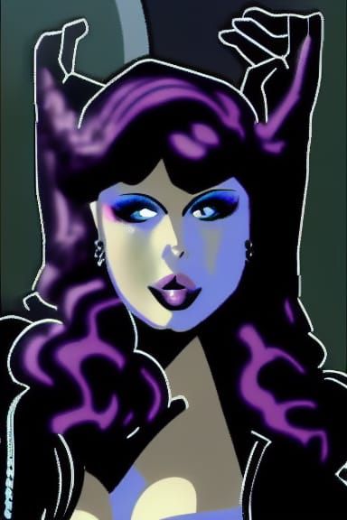 Gothic Female Bodybuilder Flexing On Stage