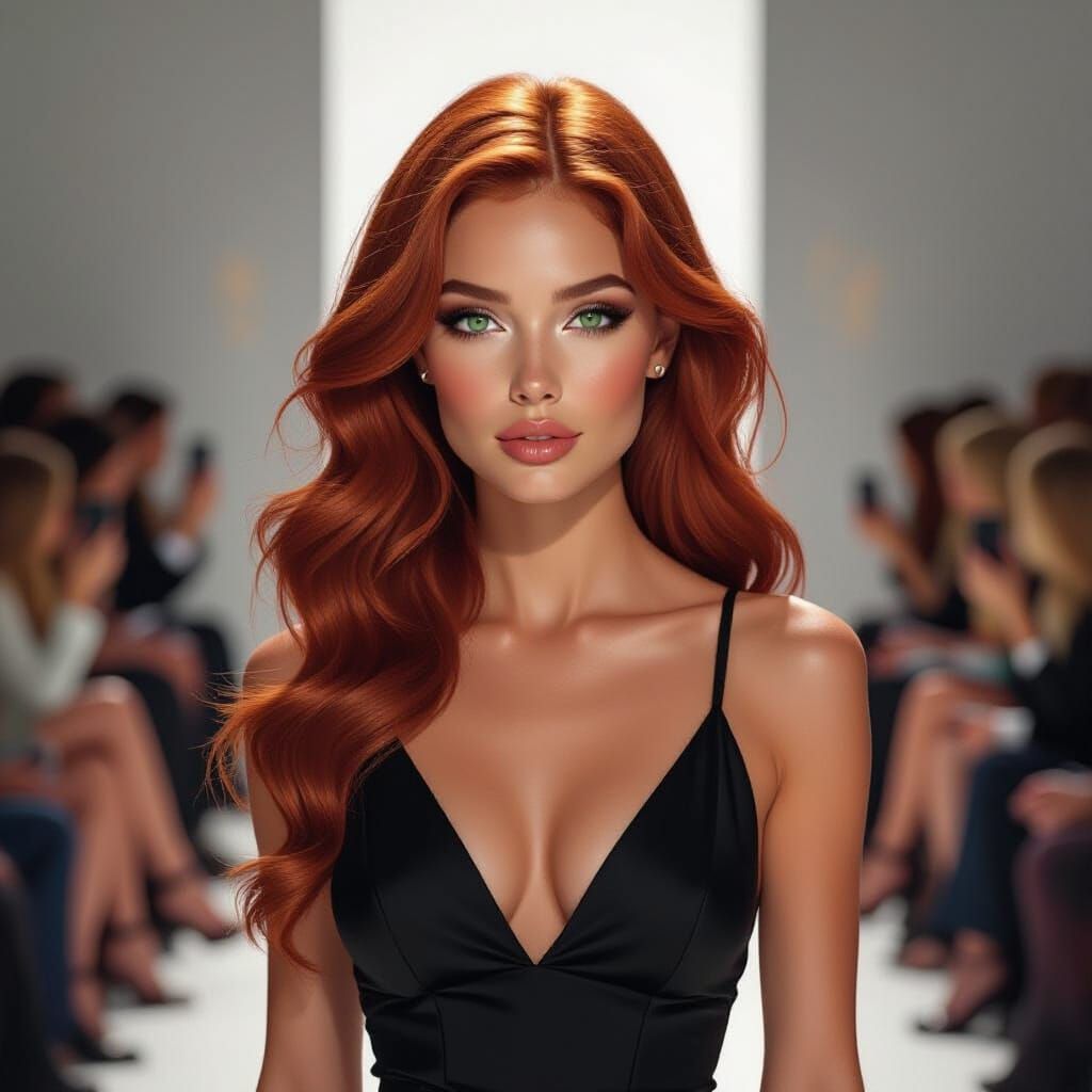 Redhead Supermodel in Minimalist High Fashion