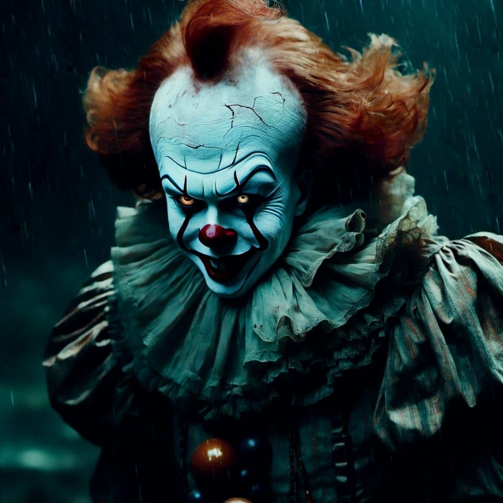 Pennywise: Macabre Clown in Moody Horror Ambience