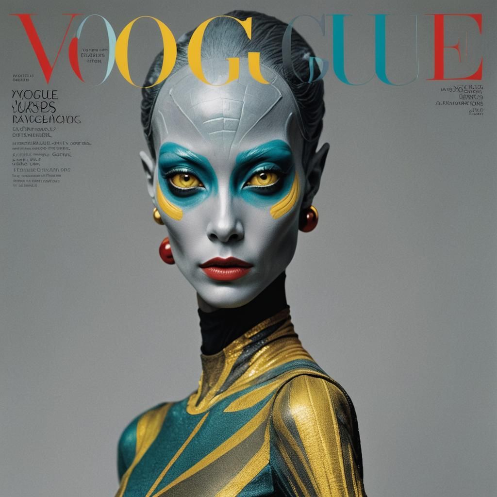 Alien Supermodel Vogue Cover in Vibrant Colors