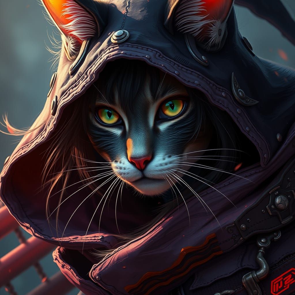 Hyperdetailed Portrait of a Witch Cat
