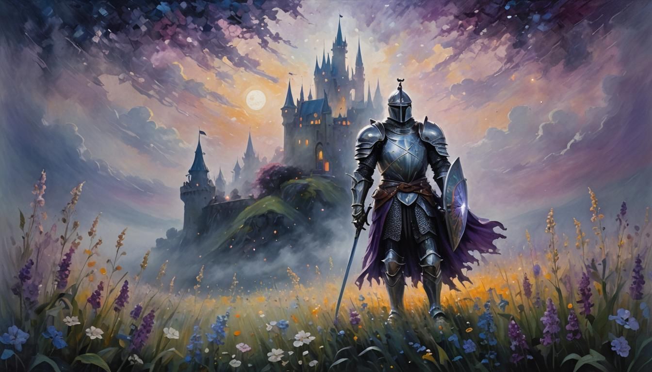 Magical Knight in Impressionist Dreamscape