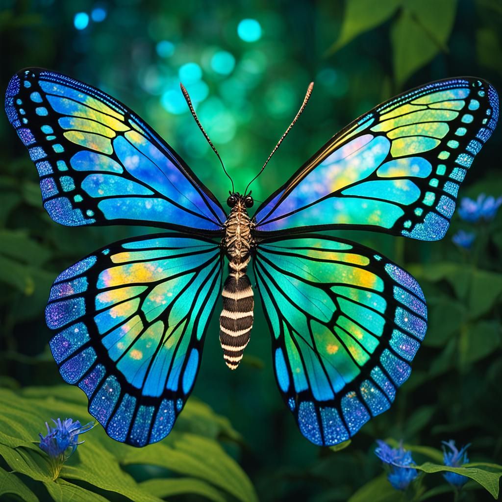 Translucent Butterfly Shimmers in Jungle Spectacle
