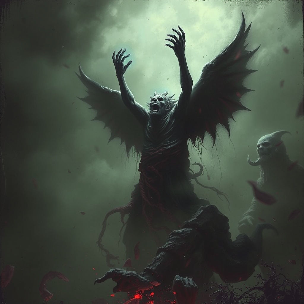 Dramatic Exorcist Scene in Gothic Horror Style