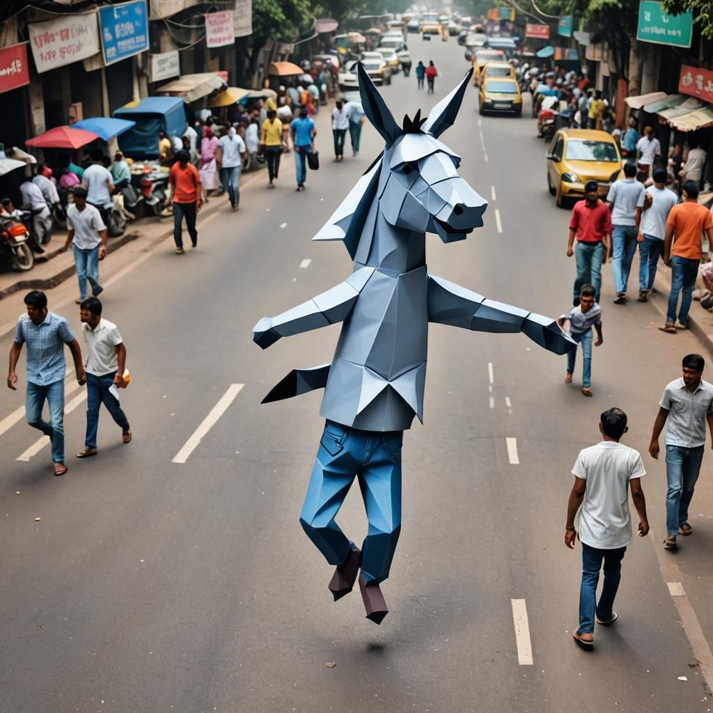 Donkey Dancing in Delhi: Origami Papercraft Style