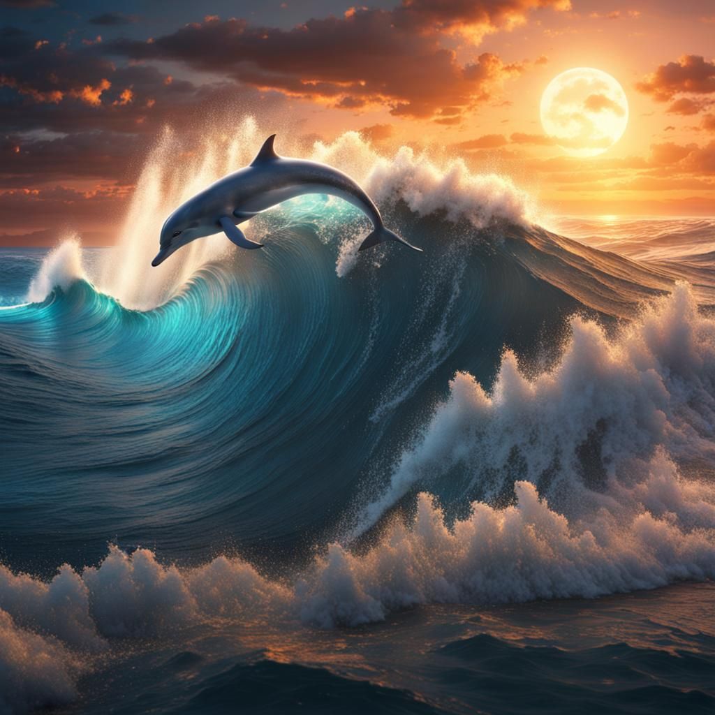 Moonlit Ocean Wave