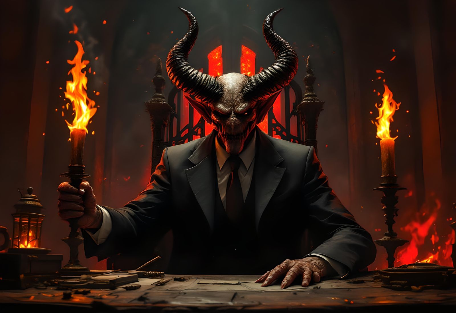 Demonic Guardian in Gothic Dark Fantasy Illustration