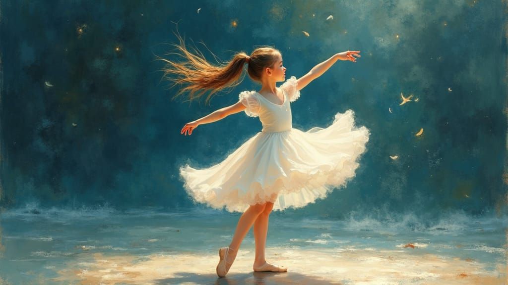 Emotional Lyrical Dance on Stage: A Digital Painting