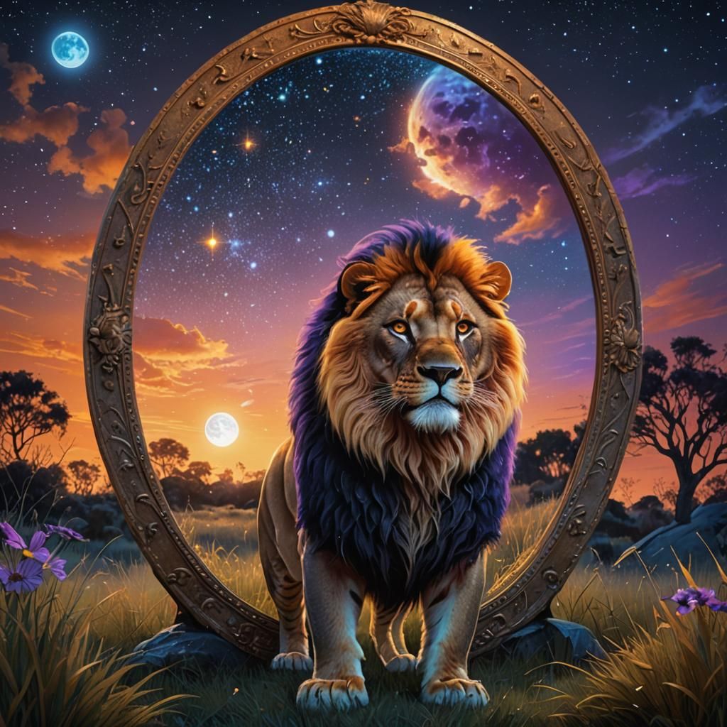 Cat Sees Lion: Fantasy Matte Painting