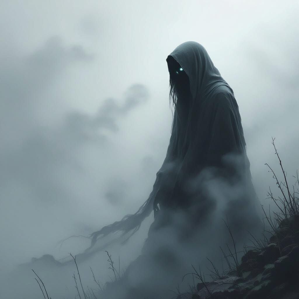 Ethereal Ghost Whispering in Misty Haunting Atmosphere