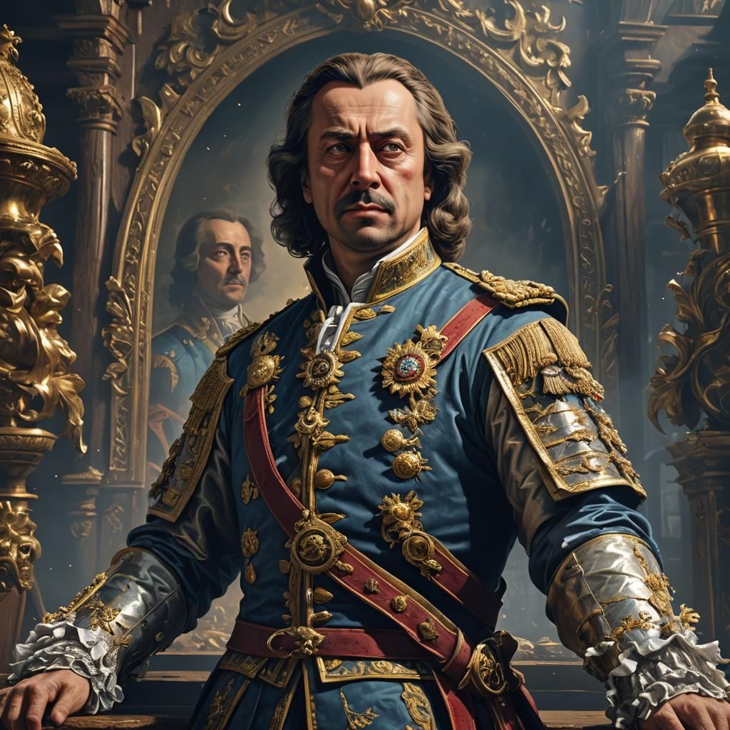 Peter the Great Animated Portrait in Detailed Matte Style