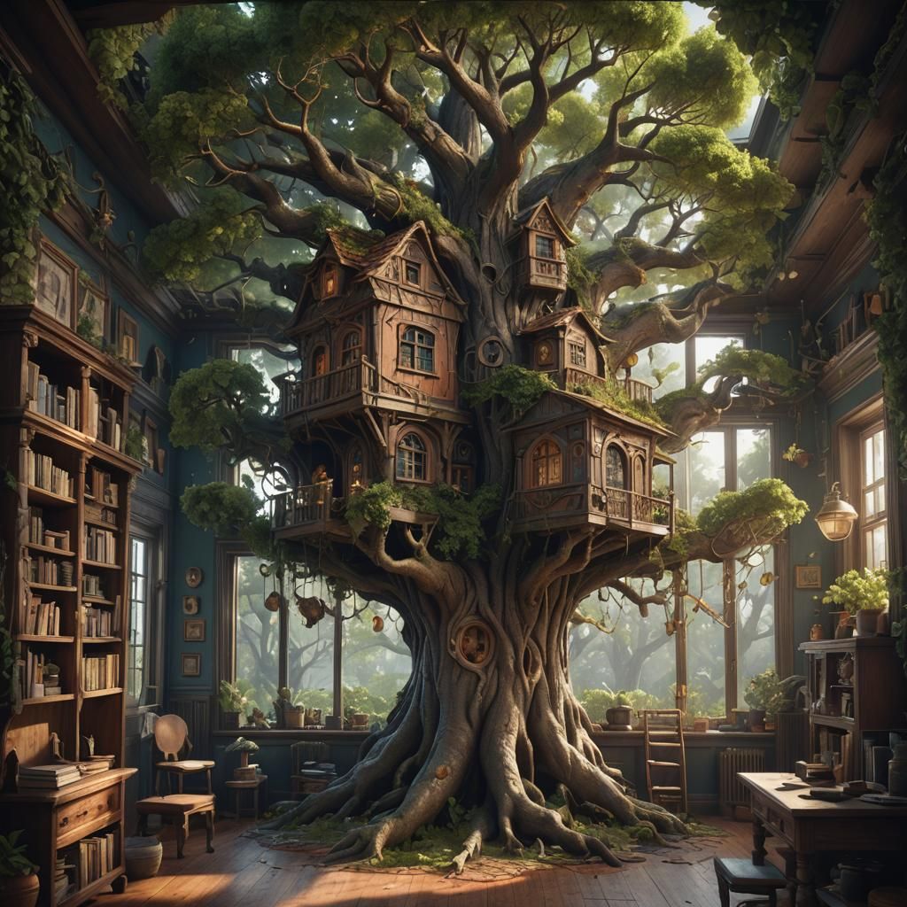 Fantastical Tree House Concept Art in 8K