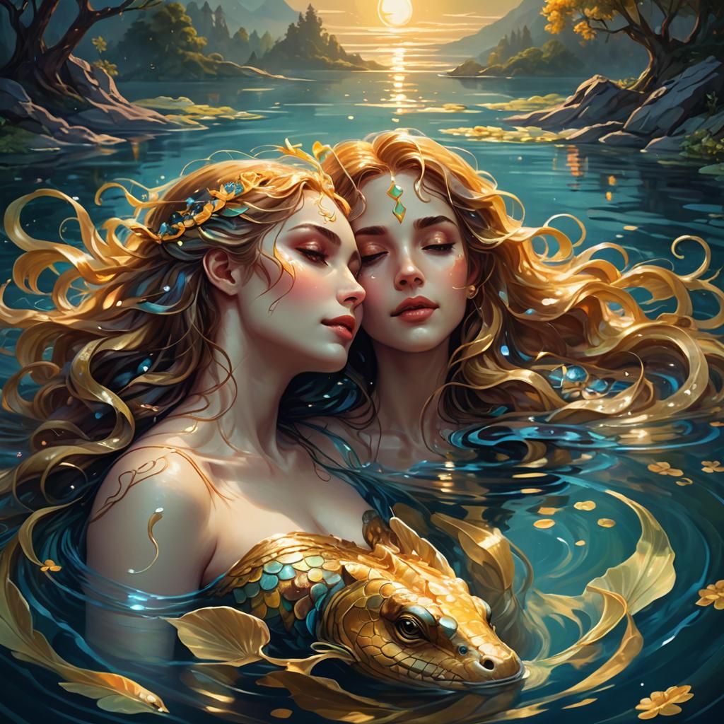 Lamia in Moonlight: Fantasy Oil Painting