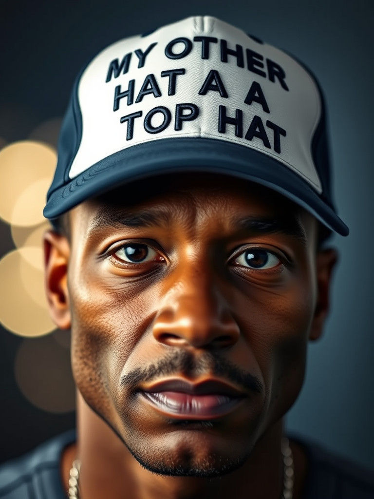 Man with Humorous Baseball Cap Portrait