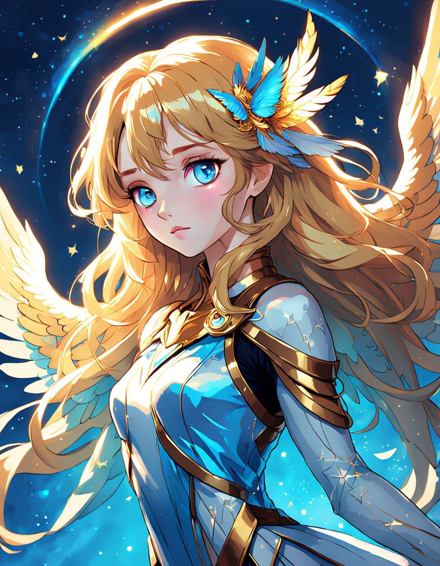 Angel of Elegance in Stylized Cel-Shaded Art