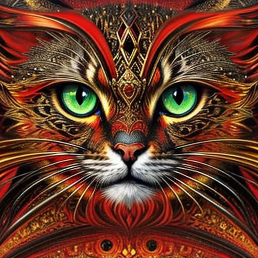 Symmetrical Fractal Kitten in Abstract Style