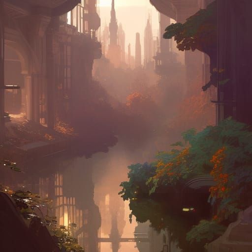 Detailed Gouache Painting of an Art Studio